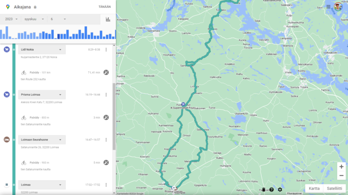 Haluatko polkea Loimaalle täältä Tampereen seudulta? Kartta, ole hyvä!